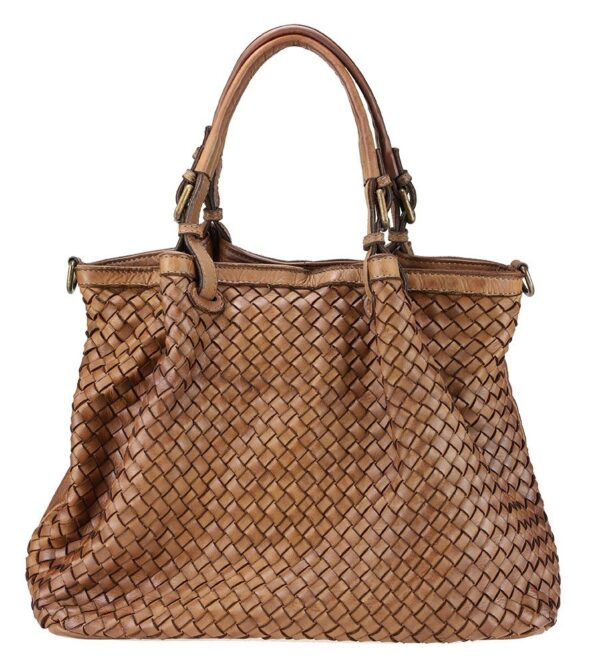bolso piel lavada trenzado italiano vista frontal