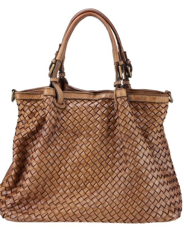 bolso piel lavada trenzado italiano vista frontal