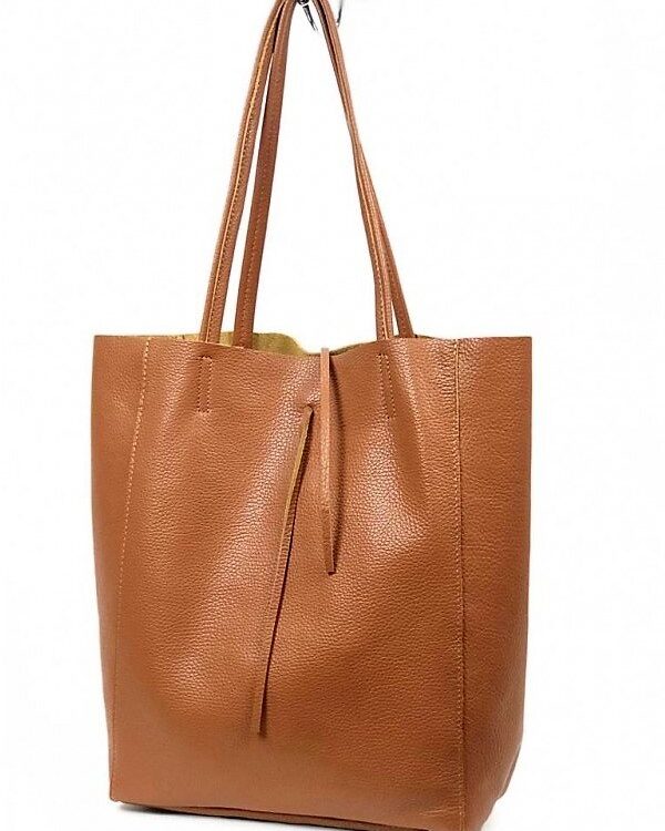 bolso shopper piel camel