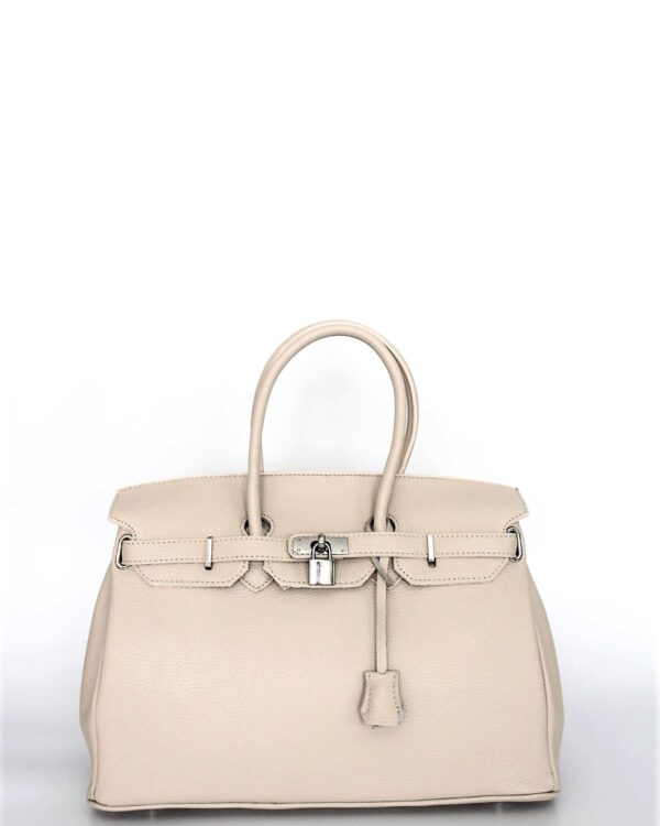 Bolsos icónicos con candado color beige vista de frente