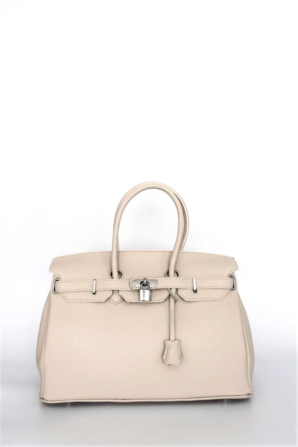 Bolsos icónicos con candado color beige vista de frente