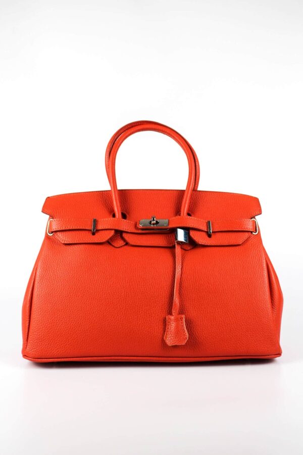 Bolso Candado Piel Naranja