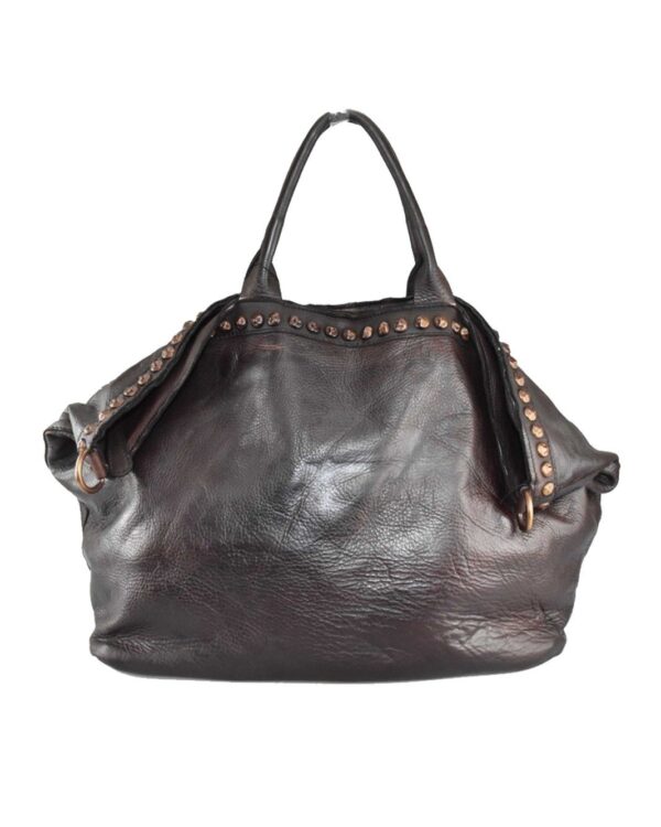 bolso shopper de piel lavada color chocolate vista de frente