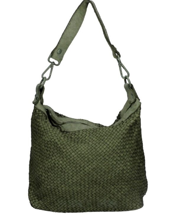 Bolsos trenzados de Italia color vernde trenzado vista de frente