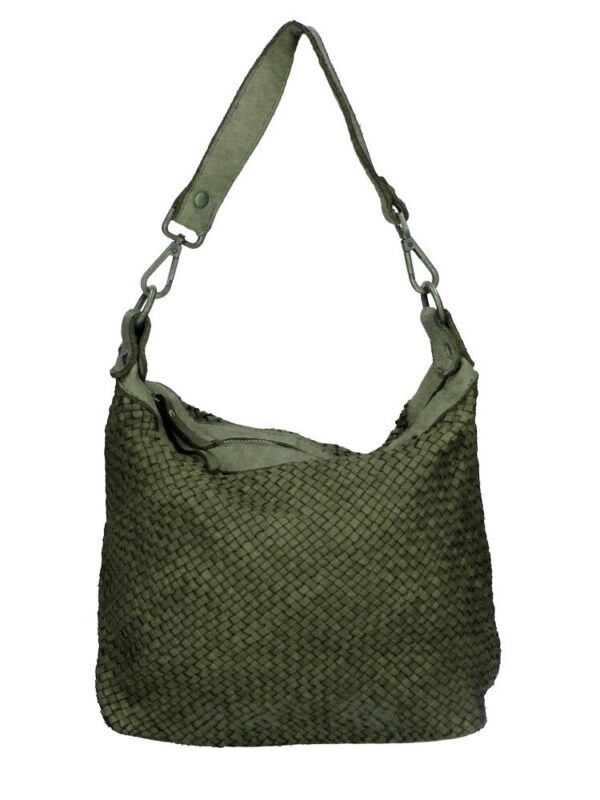 Bolsos trenzados de Italia color vernde trenzado vista de frente