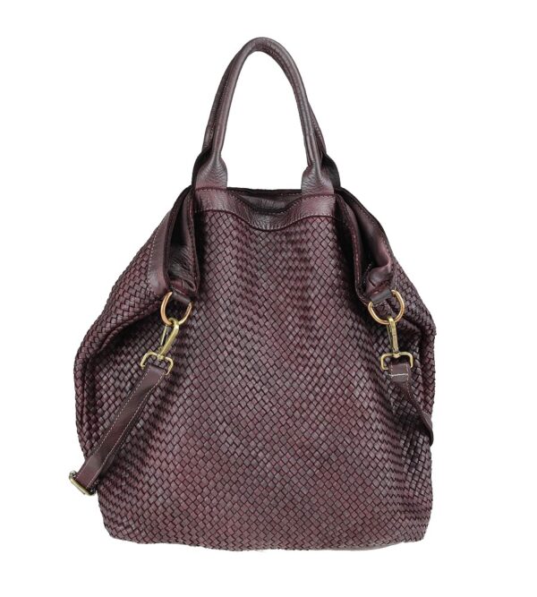 bolso piel trenzado burdeos vista frontal principal