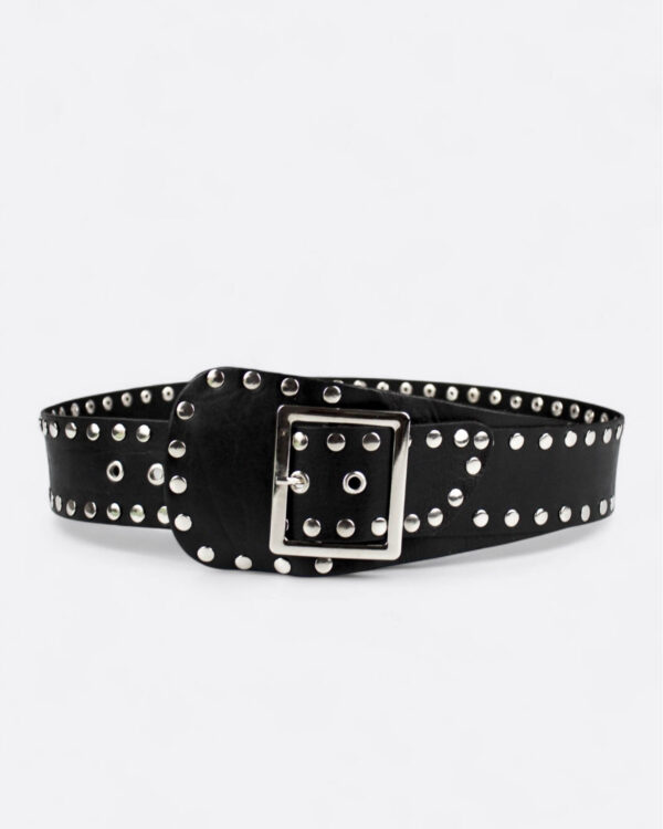 cinturon fajin de piel con tachas negro vista frontal