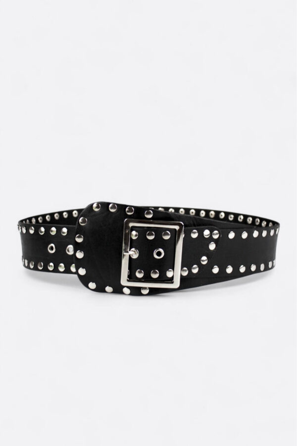 cinturon fajin de piel con tachas negro vista frontal