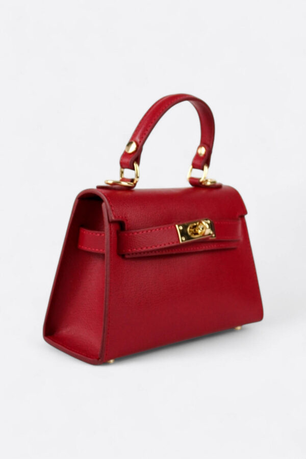 bolso inspiración candado pequeño rojo vista de perfil
