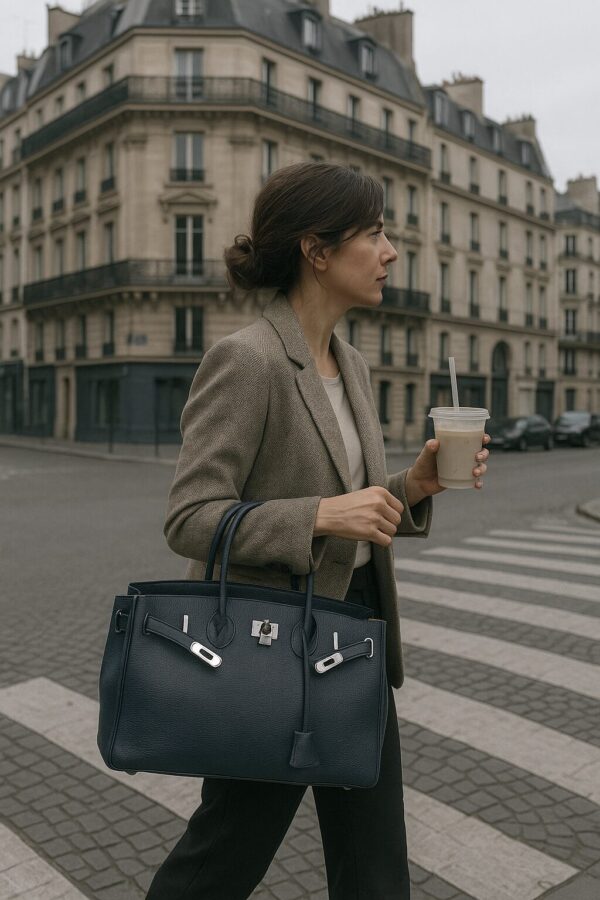 bolso con candado con la modelo portando el bolso de mano