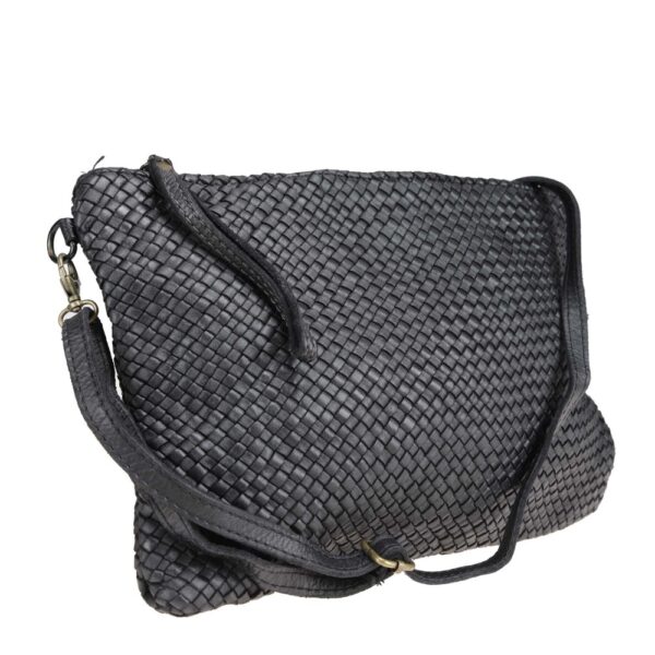 Bolso de mano trenzado negro