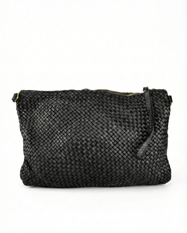 Bolso de mano trenzado negro