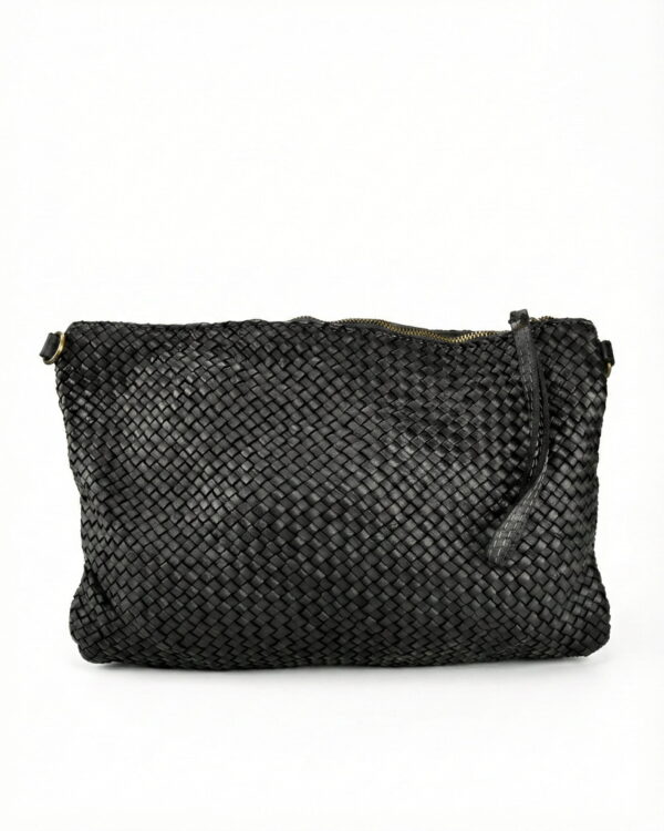 Bolso de mano trenzado negro