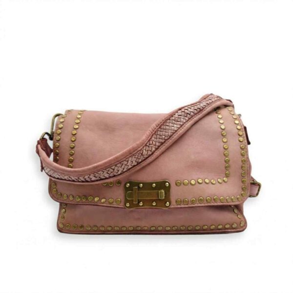 bolso bandolera efecto vintage rosa