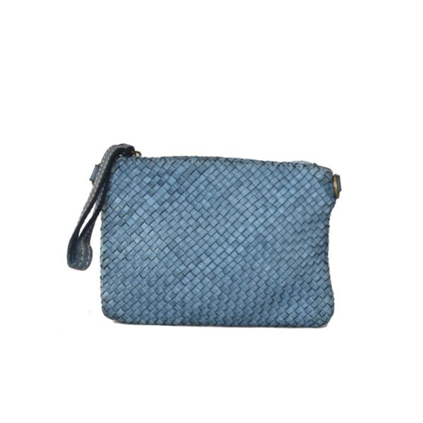 Bolso de mano trenzado Nano azul vista frontal