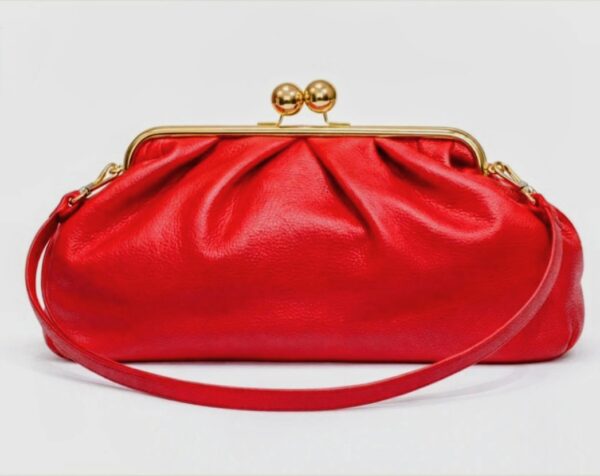 Bolso Monaur Carrie grande de piel graneada - Rojo
