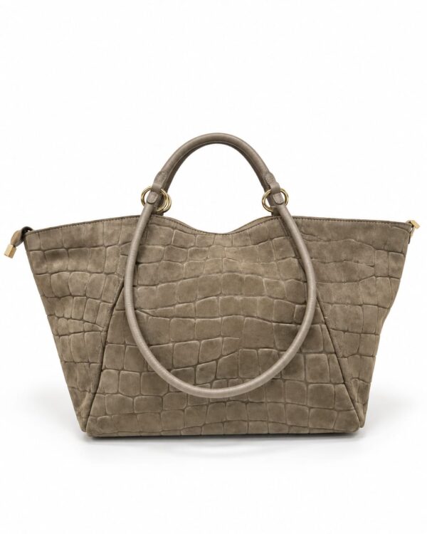 Bolso shopper Arezzo topo de ante con asas cortas de mano