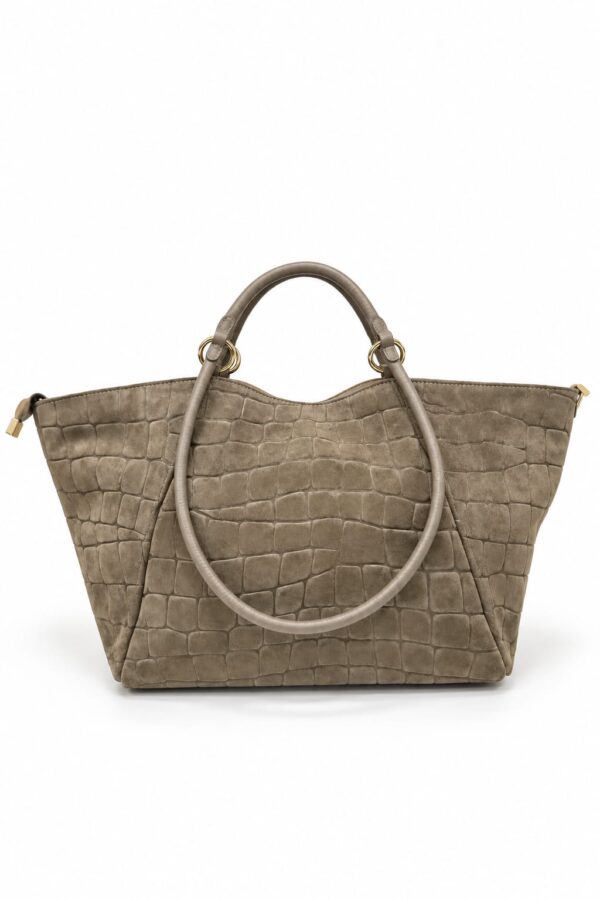 Bolso shopper Arezzo topo de ante con asas cortas de mano
