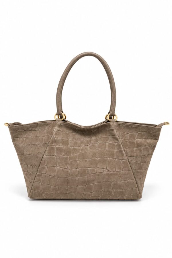 Bolso XL de ante Arezzo color topo con asas largas para hombro