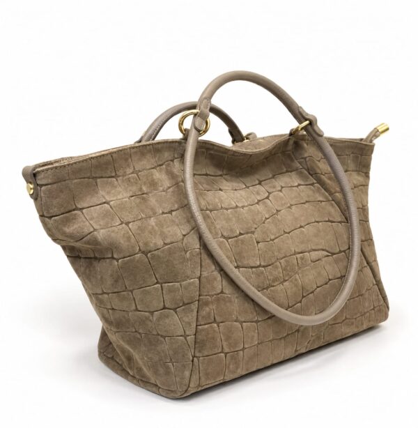 Bolso shopper XL Arezzo de ante topo efecto cocodrilo vista lateral