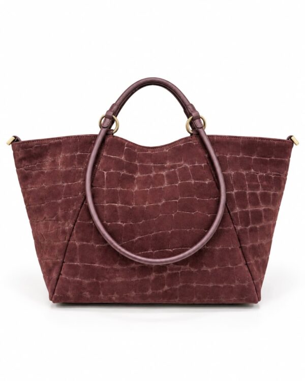 Bolso shopper Arezzo burdeos de ante con asas cortas de mano