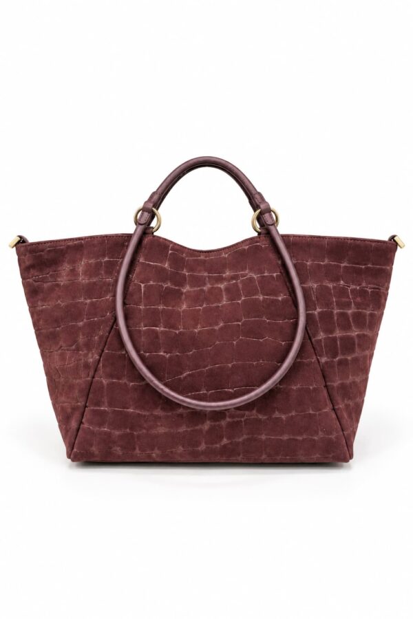 Bolso shopper Arezzo burdeos de ante con asas cortas de mano