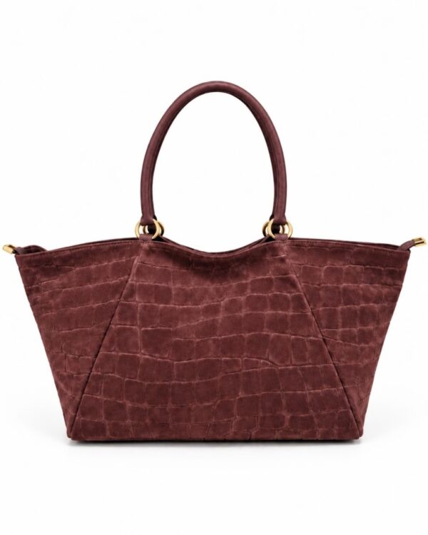 Bolso XL de ante Arezzo burdeos con asas largas para hombro