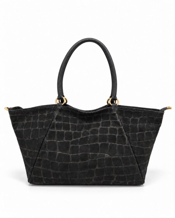 Bolso XL de ante Arezzo negro con asas largas para hombro