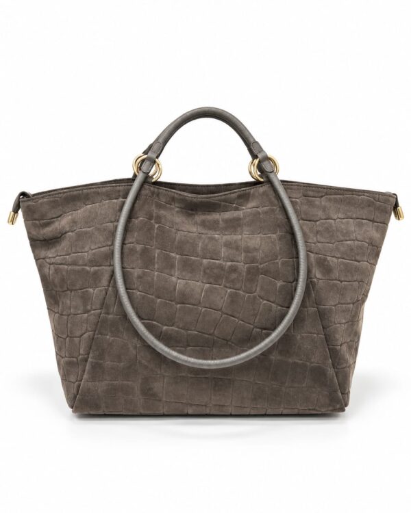 Bolso shopper Arezzo marrón chocolate de ante con asas cortas de mano