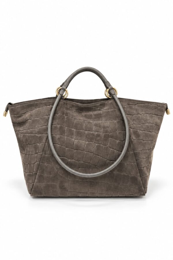 Bolso shopper Arezzo marrón chocolate de ante con asas cortas de mano
