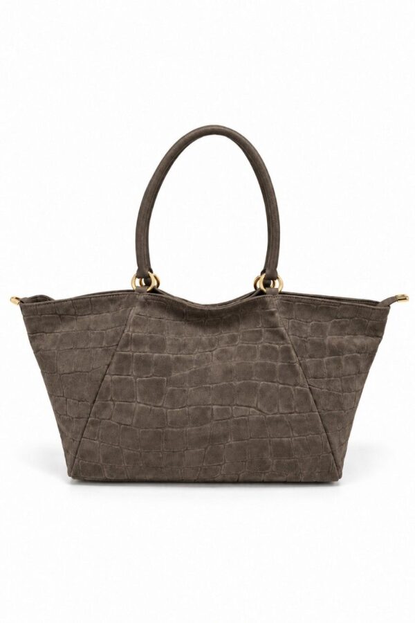Bolso XL de ante Arezzo marrón chocolate con asas largas para hombro